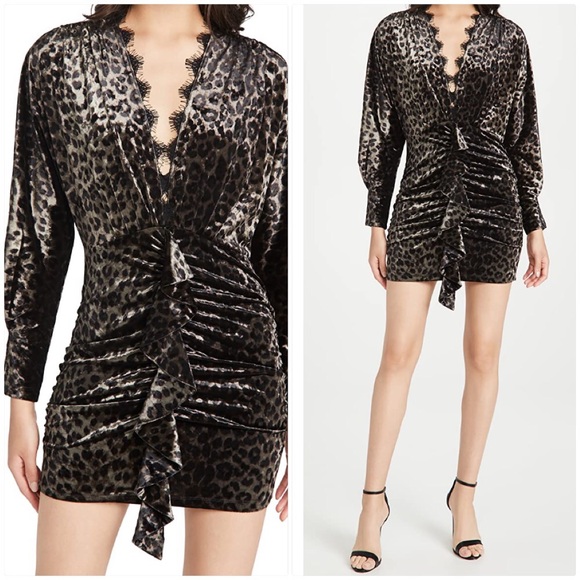NWT SAYLOR FRANCESCA VELVET ANIMAL PRINT MINI DRESS - Picture 5 of 7